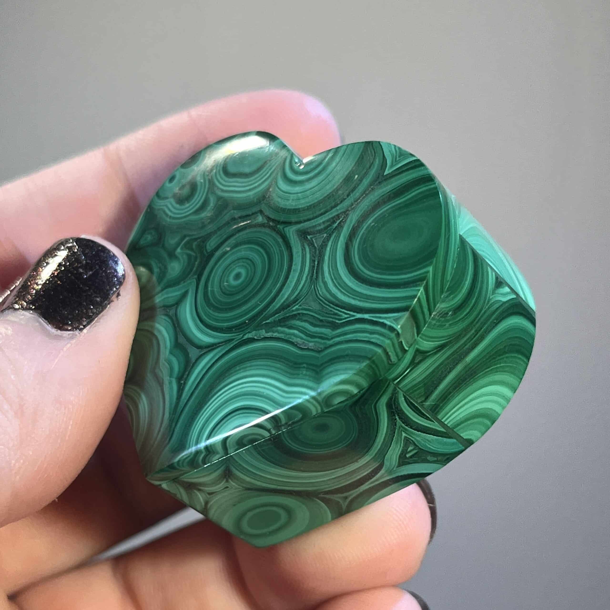 Malachite Heart stone (and shape) box, healing crystal - Crystal ...