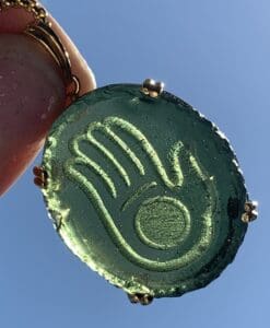 Moldavite pendant 'mystic hand' 14K Gold for necklace, healing crystal