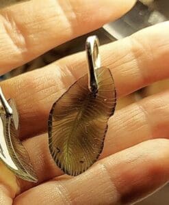 Moldavite (carving) pendant for necklace 'feather' (Chlum) healing crystal