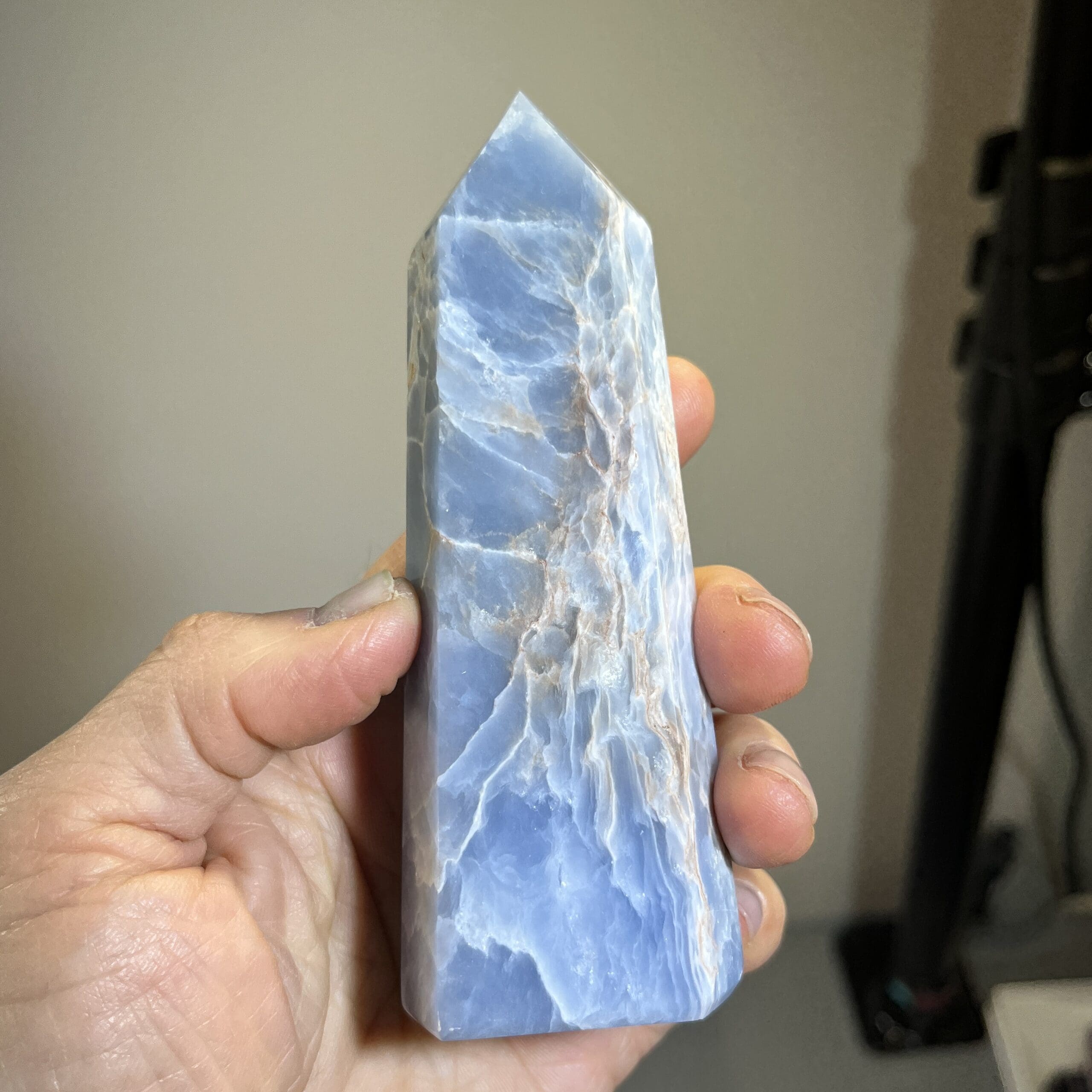 Angelite (Anhyrdrite) superior color 'blue cloud' tower, healing crystal